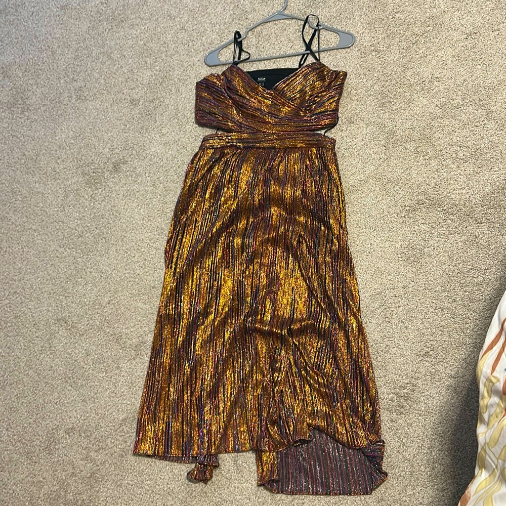 Metallic Stripe Midi Dress